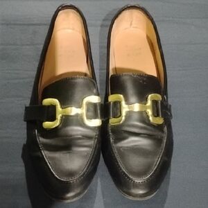 Target Black Slip-On Loafers with Gold Detail